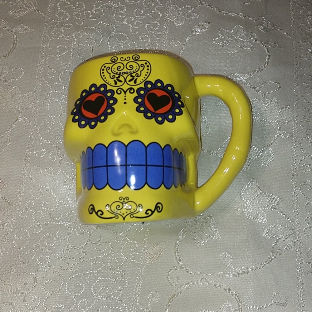 Day of the Dead Sugar Skull 3d Figural Coffee Mug